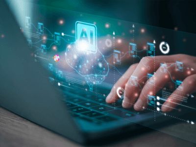 Artificial Intelligence Hologramm Laptop